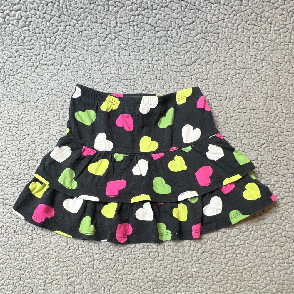 Crazy 8 Skort Heart Print Black And PInk Little Girls Size XS 4